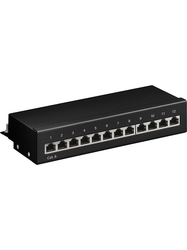 Pro CAT 6 Mini/Desktop Patch Panel 12 Port black - S - Svart