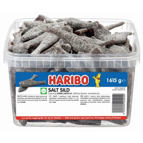 Haribo Saltsild 1,615 kg i plastbøtte
