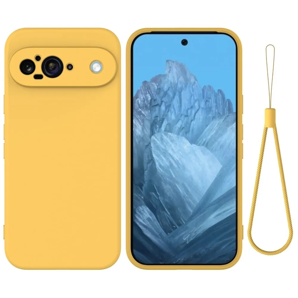 Matt flytende silikondeksel for Google Pixel 9 - Gul