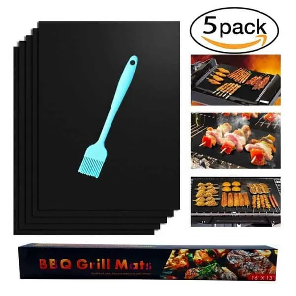 5 -pakk grillmatte - gjenbrukbar ikke -pinne 40x33cm