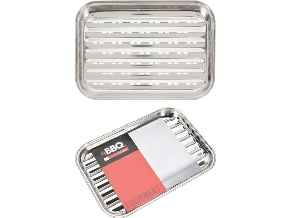 BBQ grillplate/ske i grill 34,5x24 cm rustfritt stål