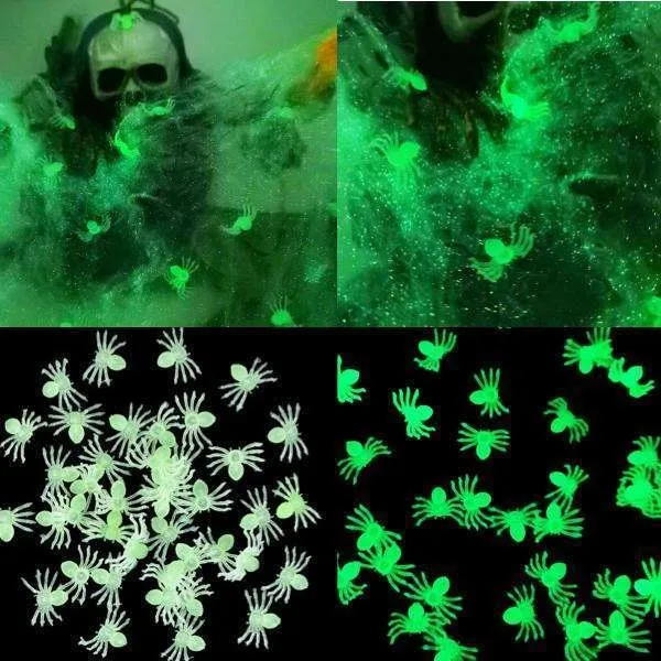 50 stk Luminous Spiders i plast - Dekorasjon - Halloween