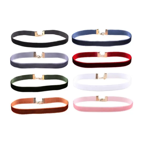8-pack trendy choker halskjede fløyel stoff fløyel