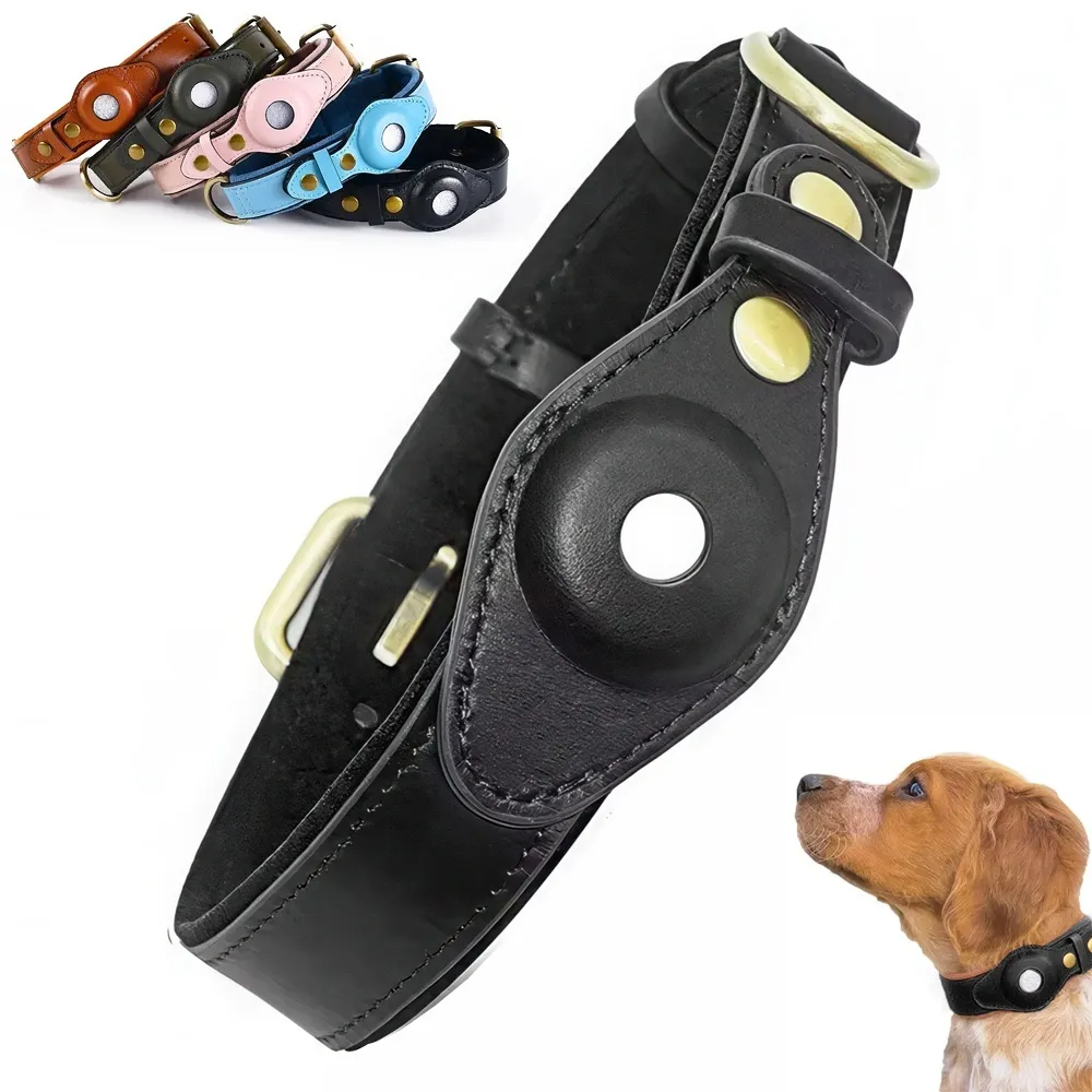 AirTag Hundehalsbånd - Halsbånd for hund - L (Svart)
