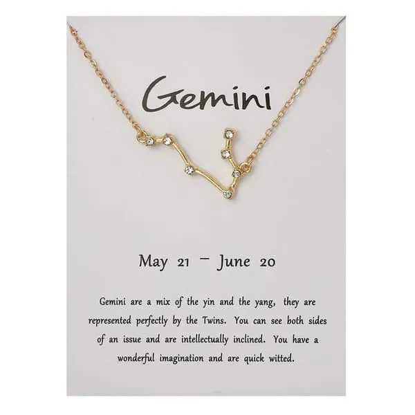 Zodiac Sign halskjede tvillinger Gemini Gift halskjede gull