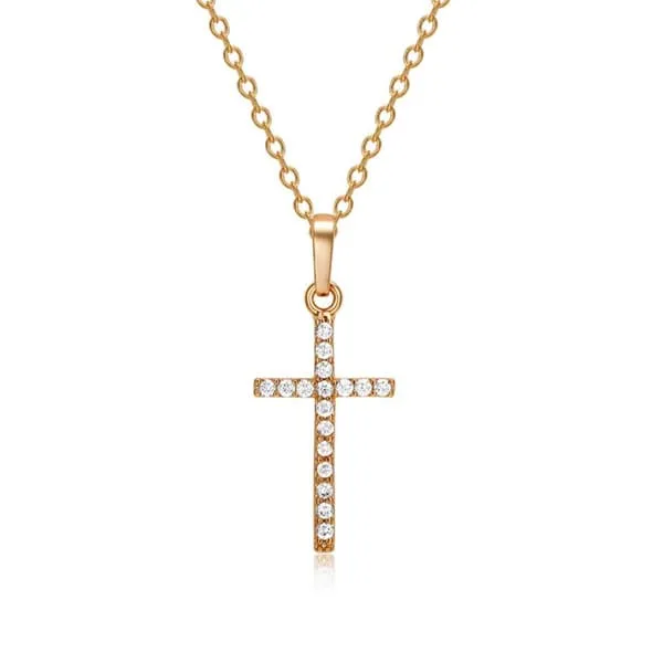 Gold Cross Necklace Chain med Diamonds Gold Chain