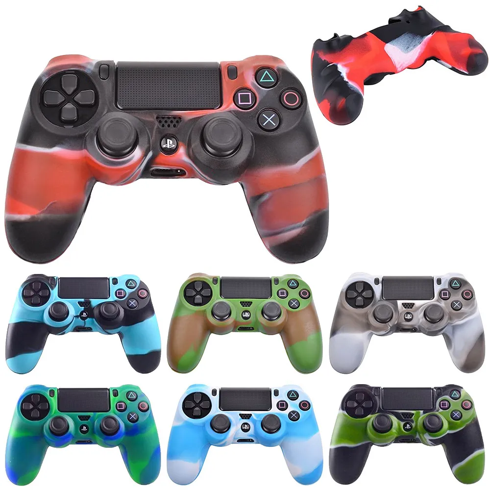 Silikonbeskyttelse / Beskyttelse til PS4 Kontroll – Kamouflage - 4. Svart/Ljusblå