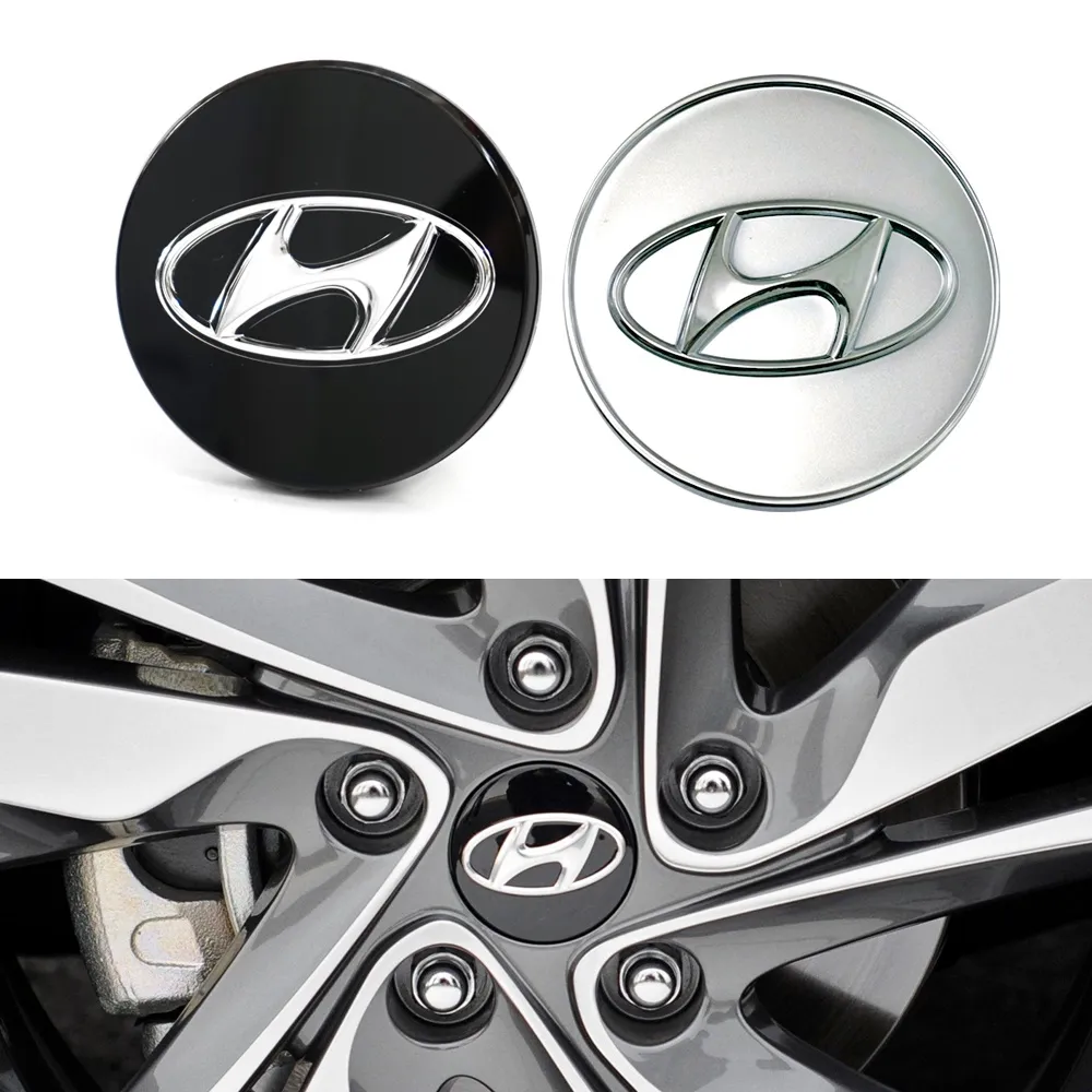 Hyundai Senterkopper / Hjulnav Bil Emblem - 4-pak - 60mm - Svart
