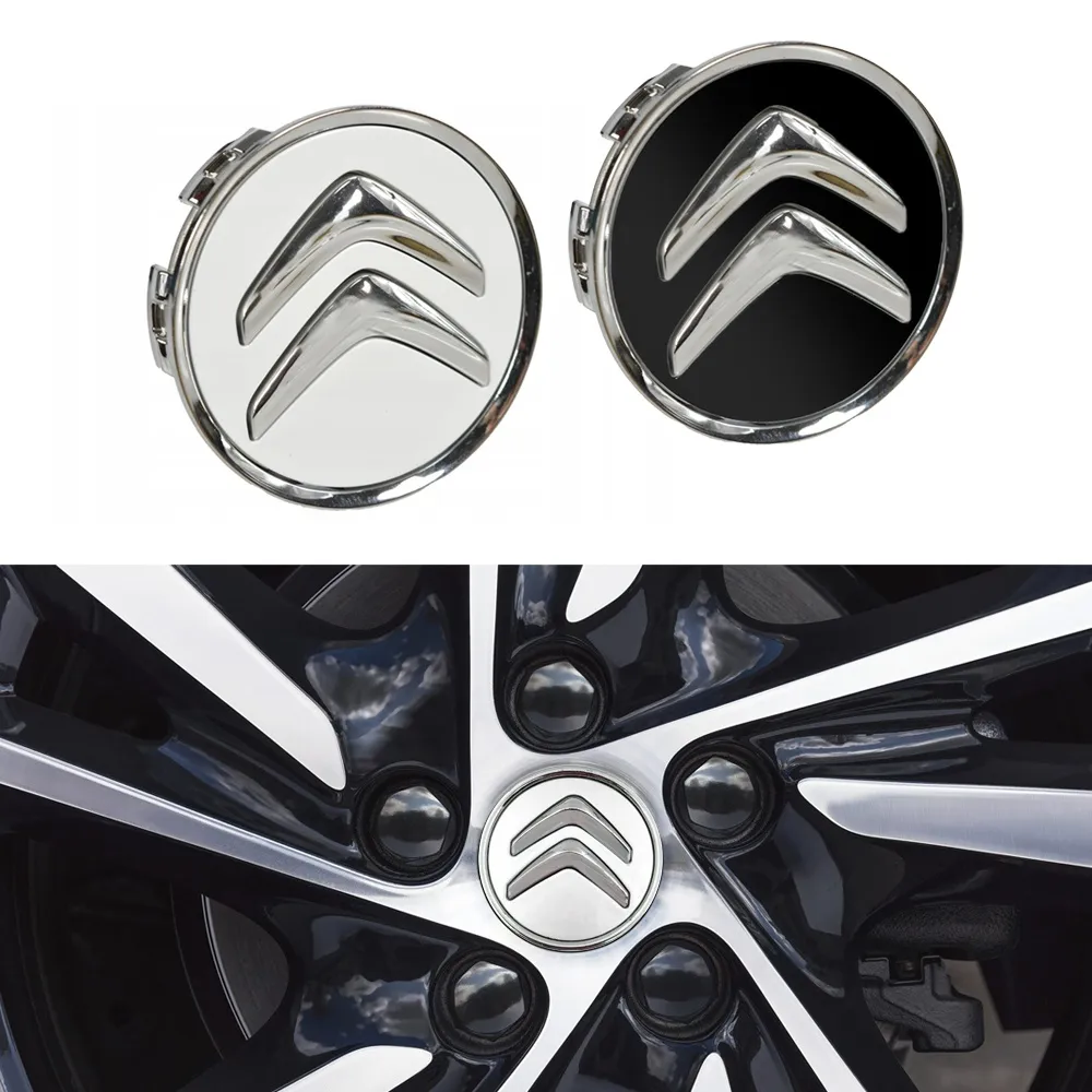 Citroën Senterkopper / Hjulnav Bil Emblem - 4-pak - 60mm - Silver