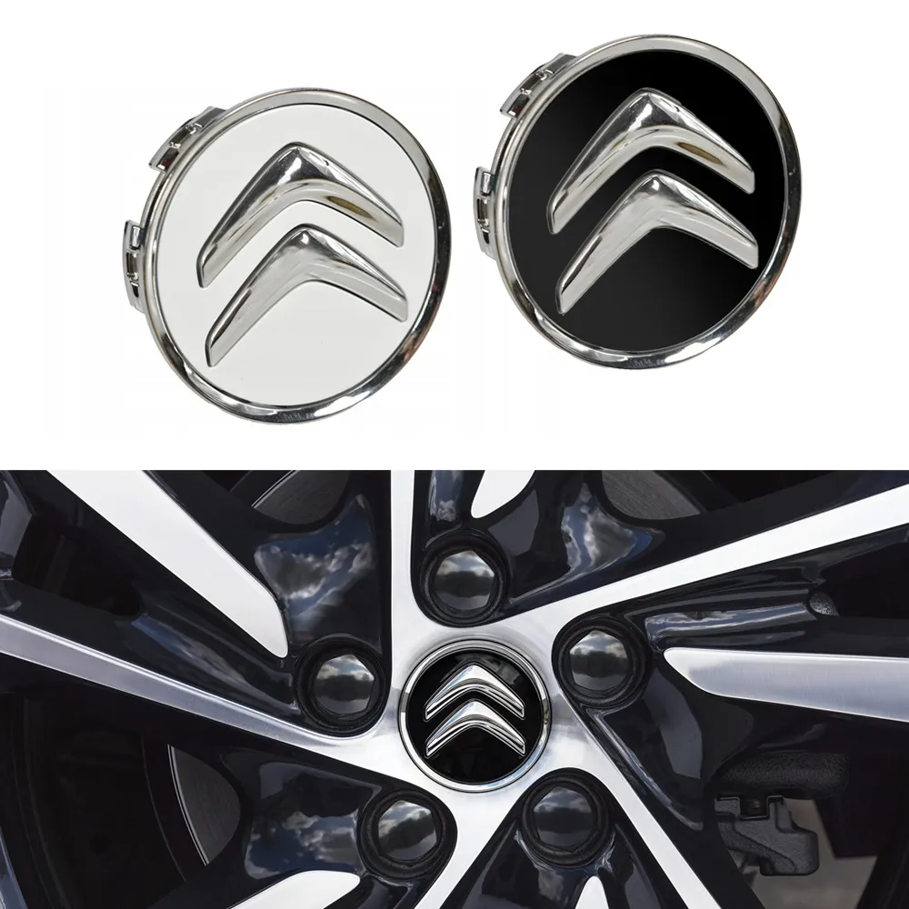 Citroën Senterkopper / Hjulnav Bil Emblem - 4-pak - 60mm - Svart