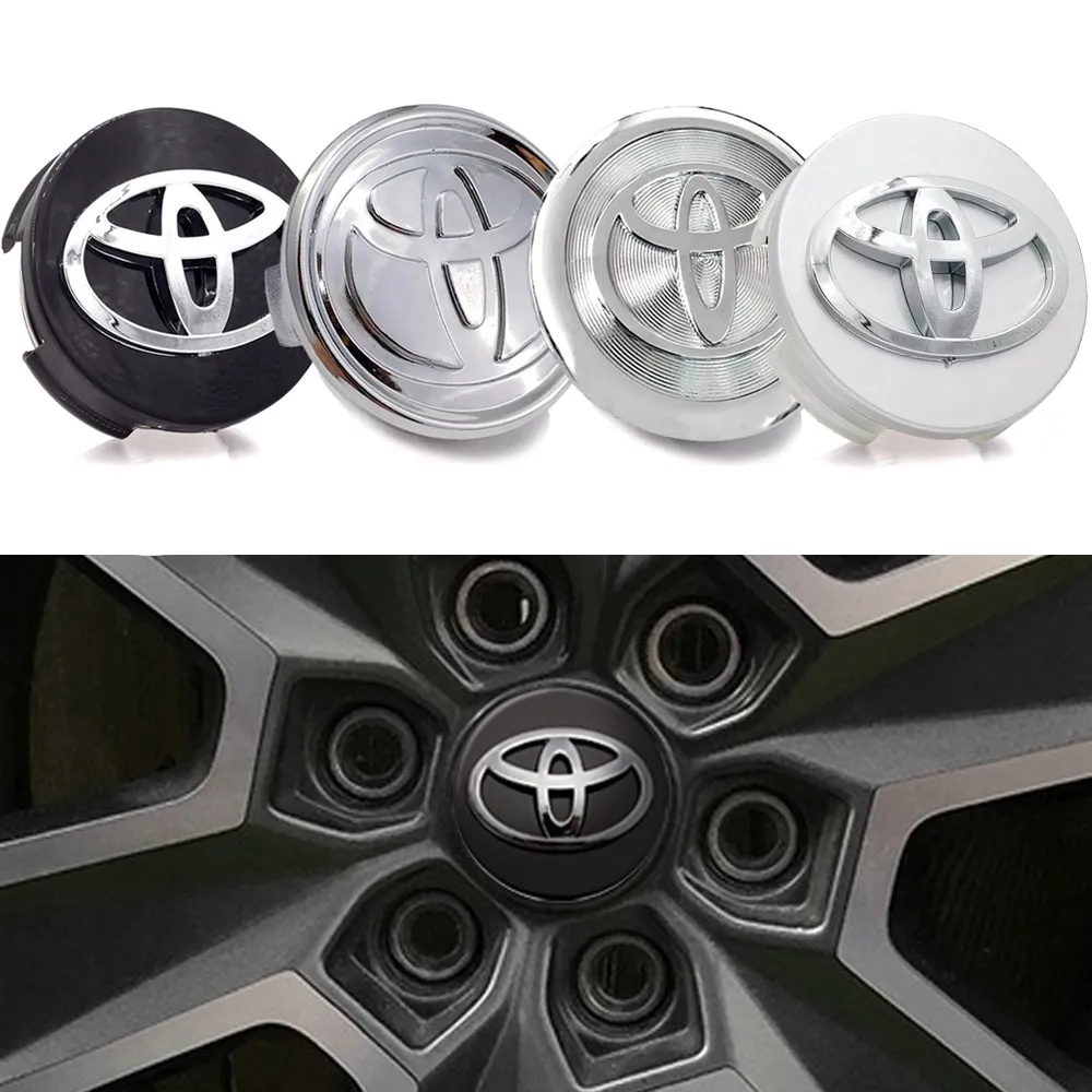 Toyota Senterkopper / Hjulnav Bil Emblem - 4-pak - 62mm - Silver texturerad