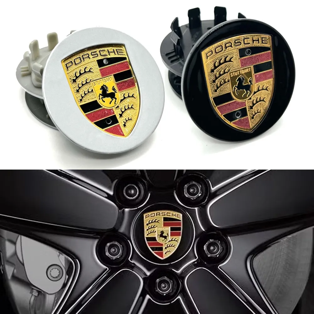 Porsche Senterkopper / Hjulnav Bil Emblem - 4-pak - 76 mm Silver