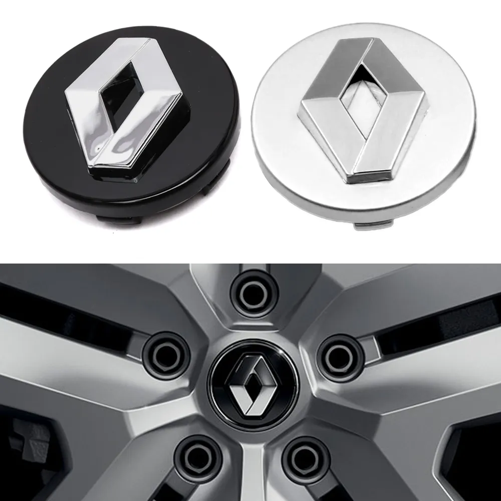Renault Senterkopper / Hjulnav Bil Emblem - 4-pak - 60mm - Silver