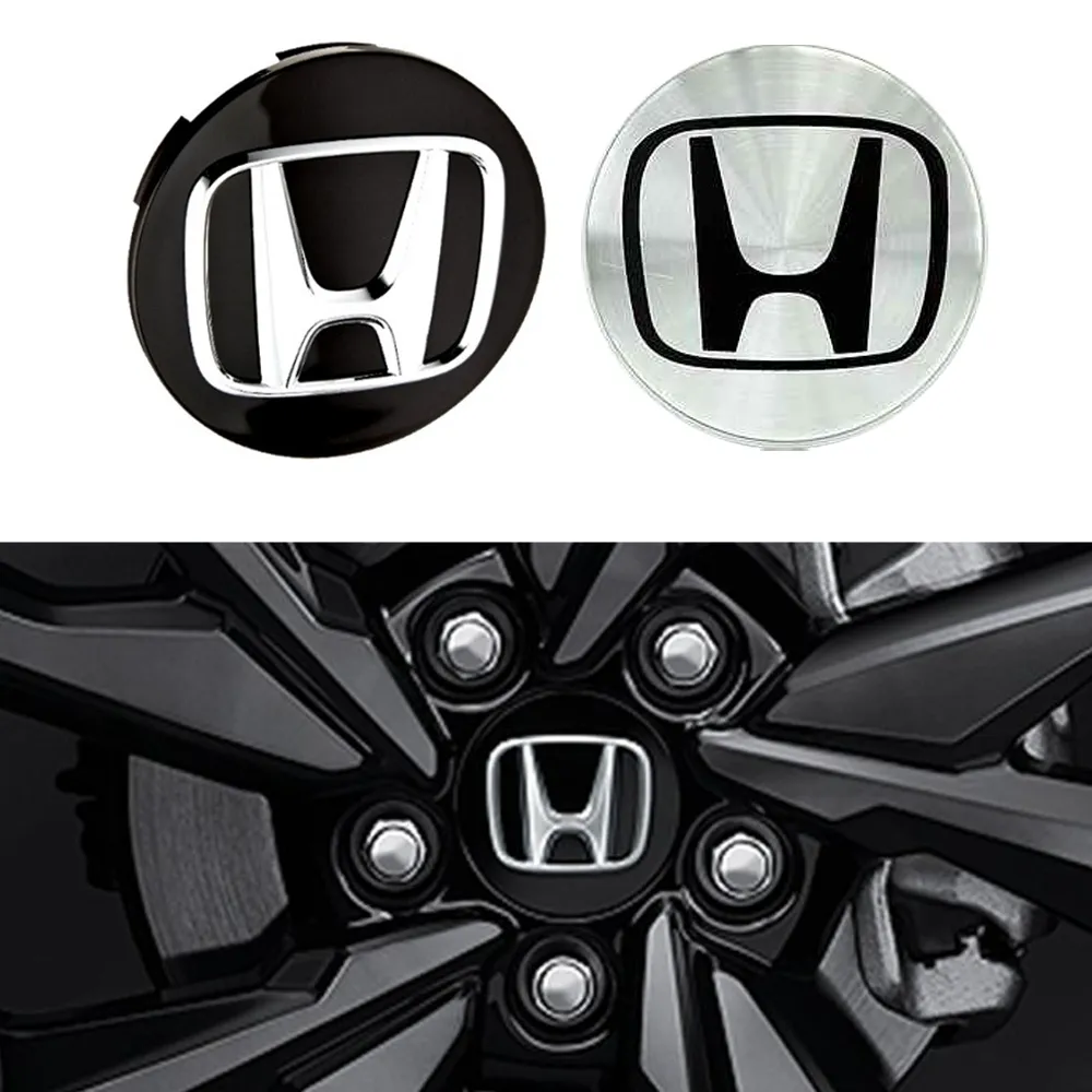 Honda Senterkopper / Hjulnav Bil Emblem - 4-pak - 58mm - Svart