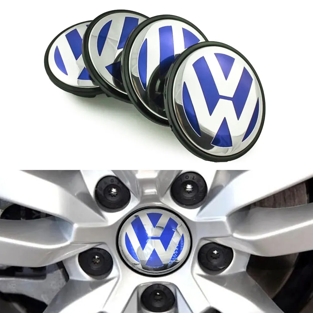 Volkswagen VW Senterkopper / Hjulnav Bil Emblem - 4-pak - 65 mm Blå