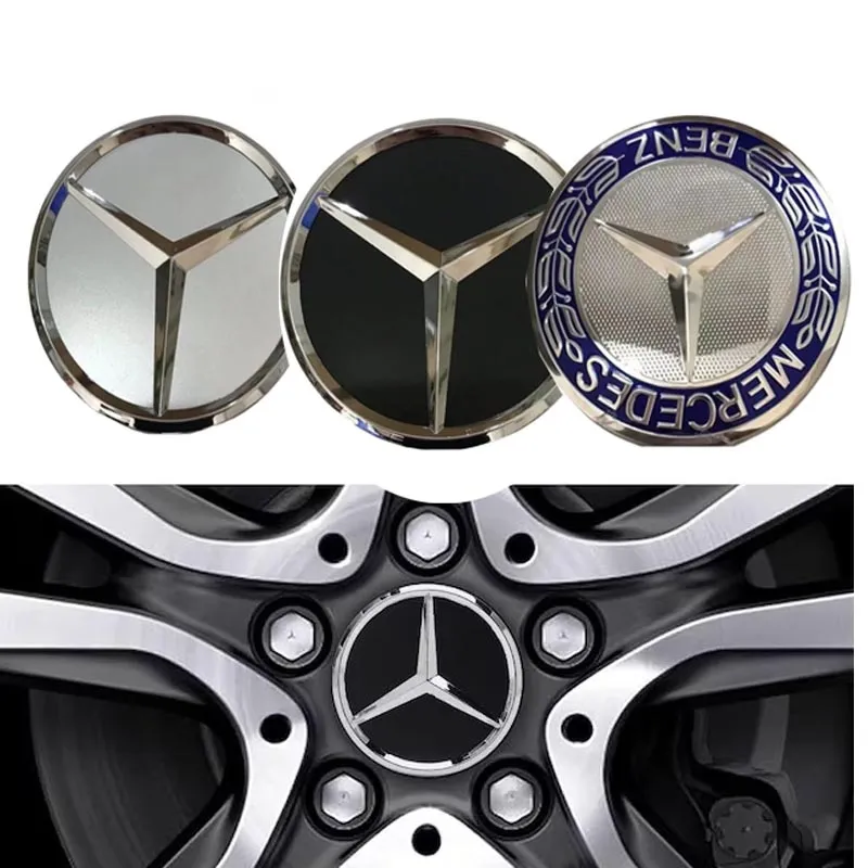 4-Pack Mercedes-Benz Sentrumskapsler – Hjulkapsel Emblem 75mm