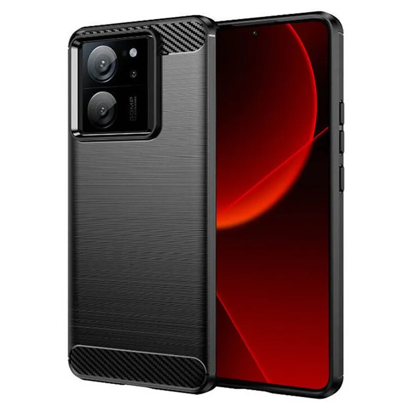 Børstet silikondeksel til Xiaomi 13T Pro - Sort