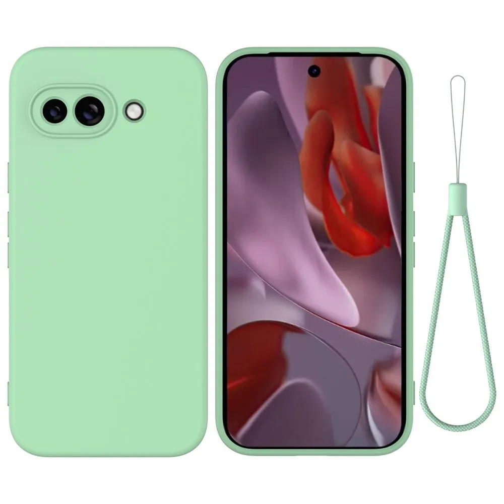 Matt flytende silikondeksel for Google Pixel 9a - Grønn