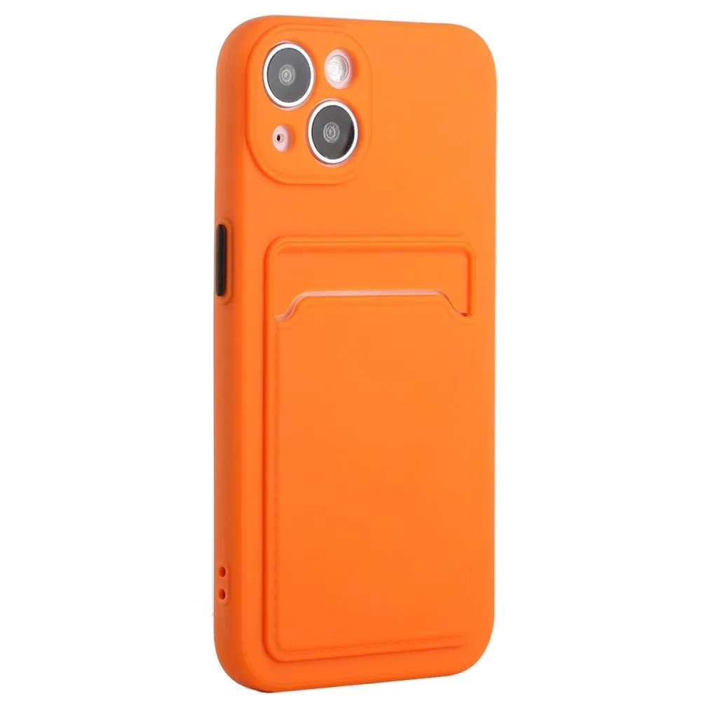 Deksel med Kortholder til iPhone 15 Plus - Oransje