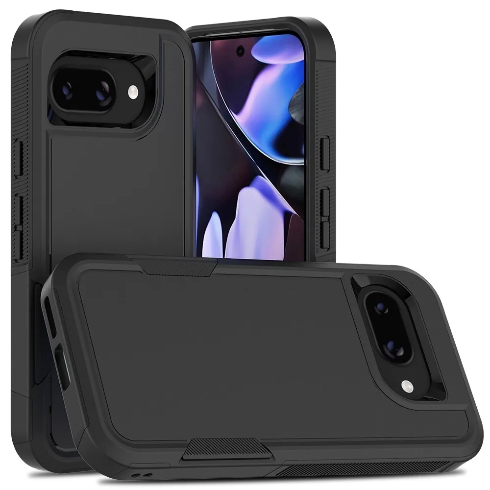 For Google Pixel 9a Deksel 2 i 1 PC + TPU Støtsikkert Mobildeksel Svart