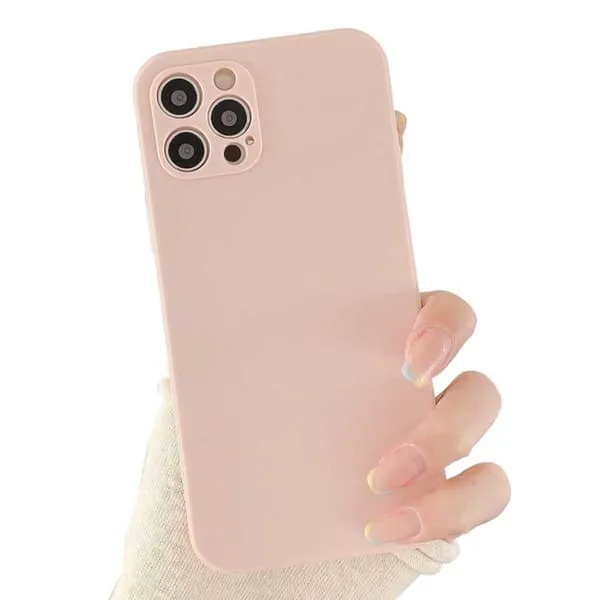 iPhone 12 Pro Max Thin Pink Beige Mobile Shell med objektivdeksel TPU