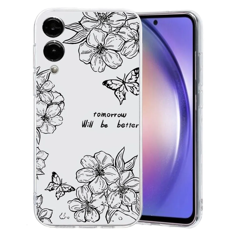 Samsung Galaxy S25 Edge-etui Mykt, fleksibelt bakdeksel med mønsterutskrift - Sommerfugl Og Blomst