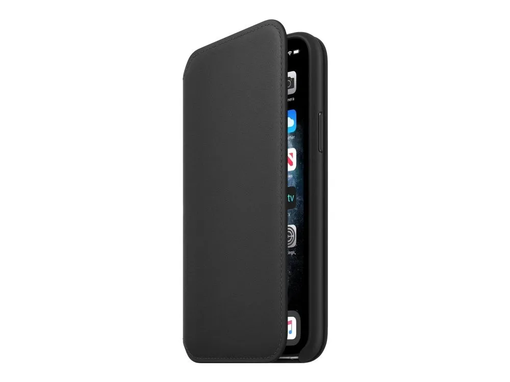 Apple Folio - Lommebok for mobiltelefon - lær - svart - for iPhone 11 Pro