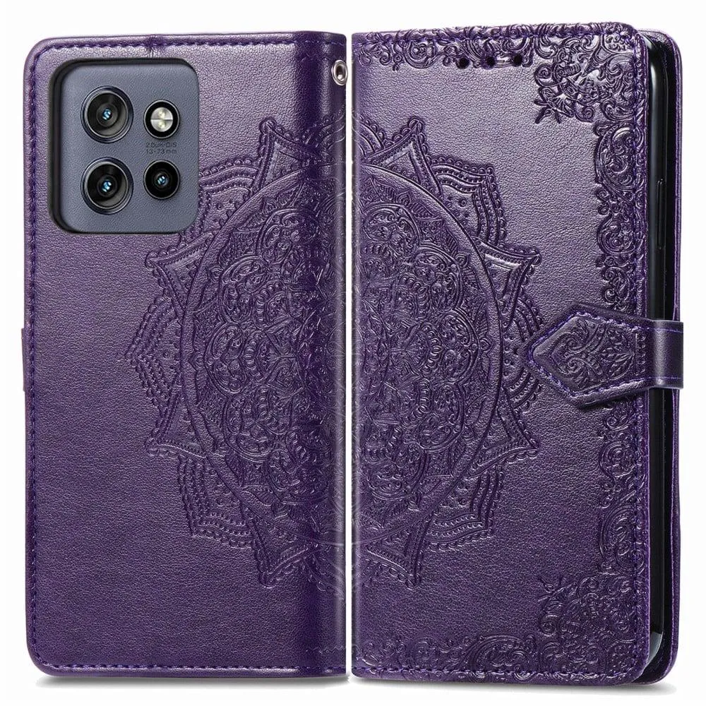 Mandala Motorola ThinkPhone 25 / Motorola Moto S50 / Motorola Edge 50 Neo etui i lær - Lilla