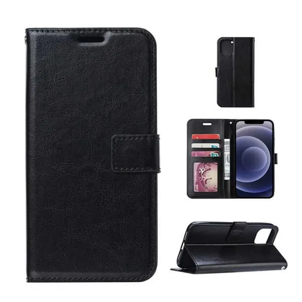 iPhone 12 Wallet Case Black Leather Leather Case