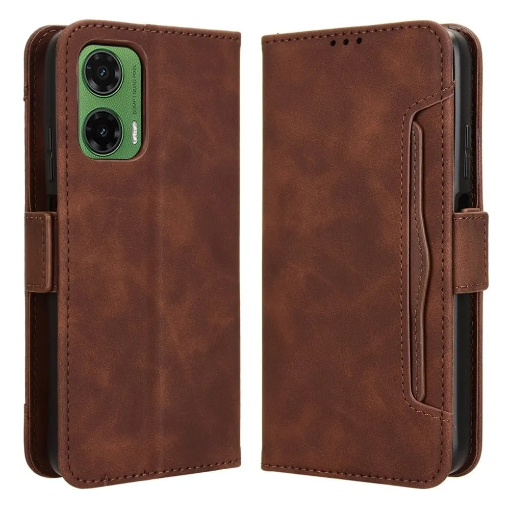 Lommebok-etui i moderne skinn-design Motorola Moto G35 - Brun
