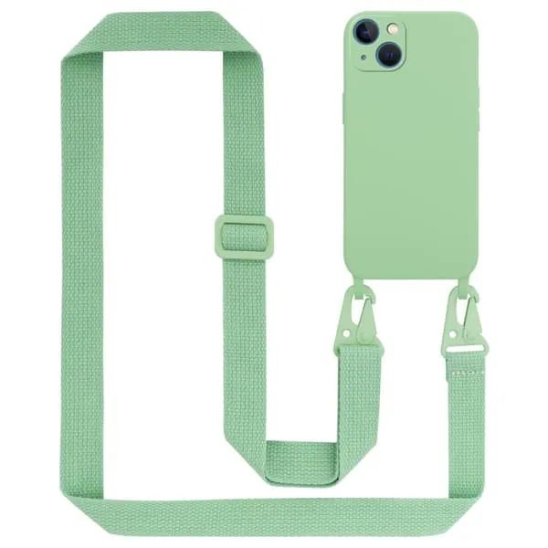 Deksel med Kedja for iPhone 13 Silikonbeskyttelsesetui med lengdejusterbar ledningsstropp