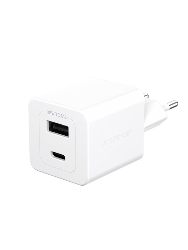empower by PanzerGlass Turbo 35W Charger incl. USB-C + USB-A | EU Plug | Silver White