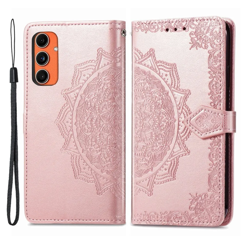 Mandala Samsung Galaxy M55 / Samsung Galaxy F55 / C55 etui i lær - Rose Gull