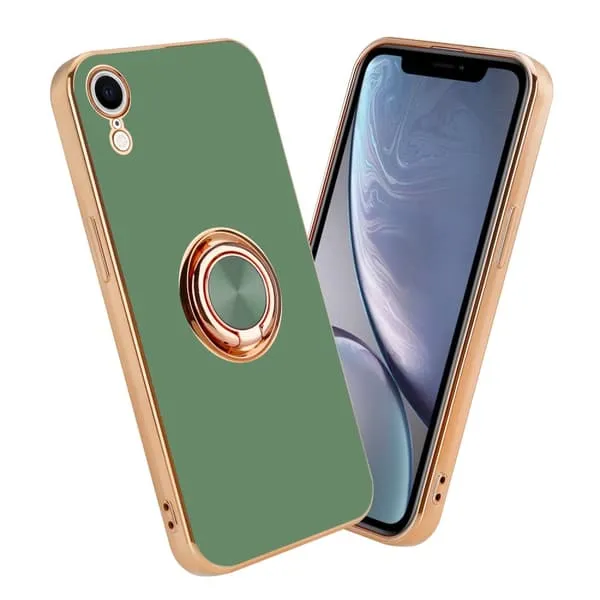 Deksel til iPhone XR med ring Etui av fleksibel TPU-silikon, med kamerabeskyttelse magnetisk bilholder