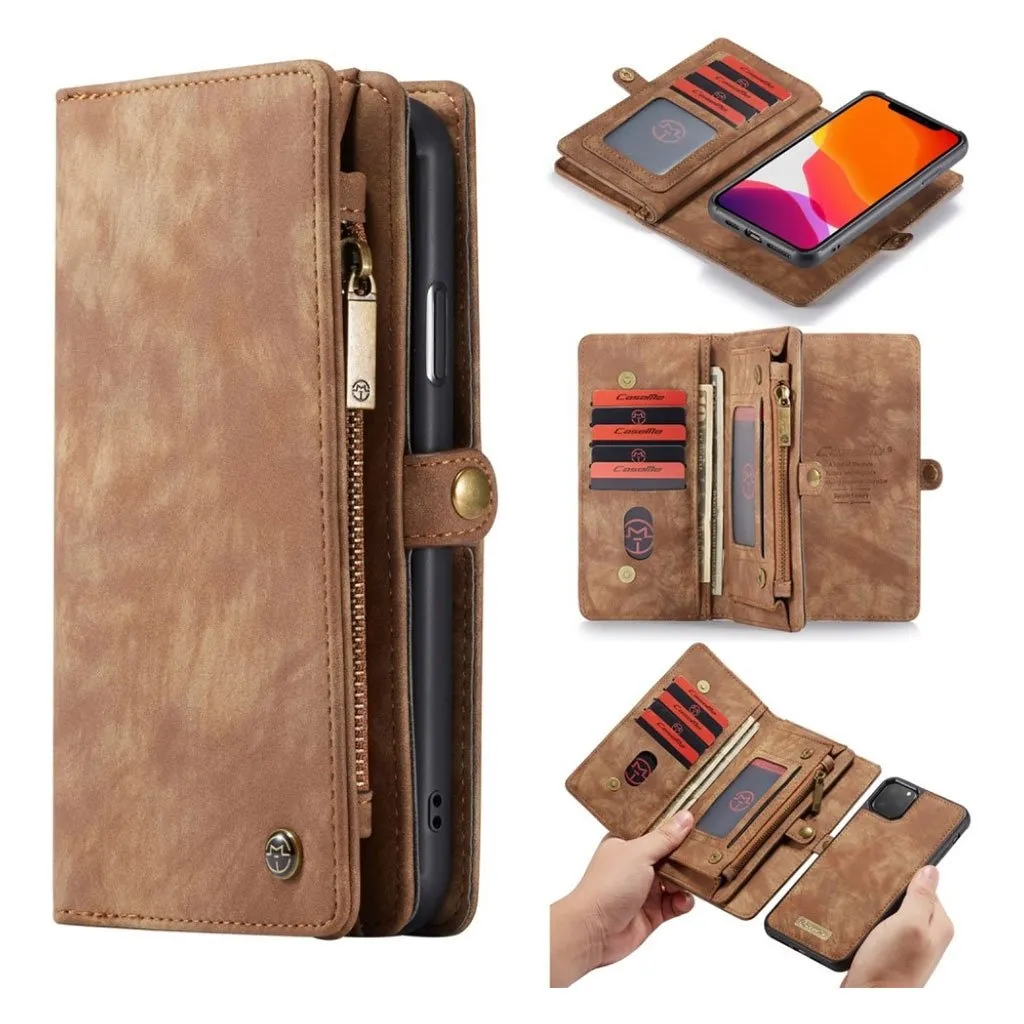 CaseMe iPhone 11 Pro Zipper Wallet Etui -Brun
