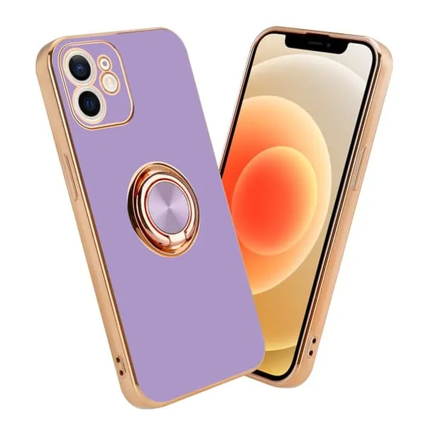 Deksel til iPhone 12 med ring Etui av fleksibel TPU-silikon, med kamerabeskyttelse magnetisk bilholder