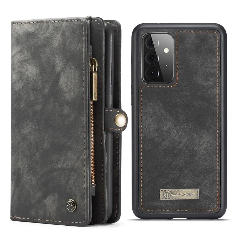 CASEME Samsung Galaxy A72 Retro Lær Lommebok - deksel - Grå