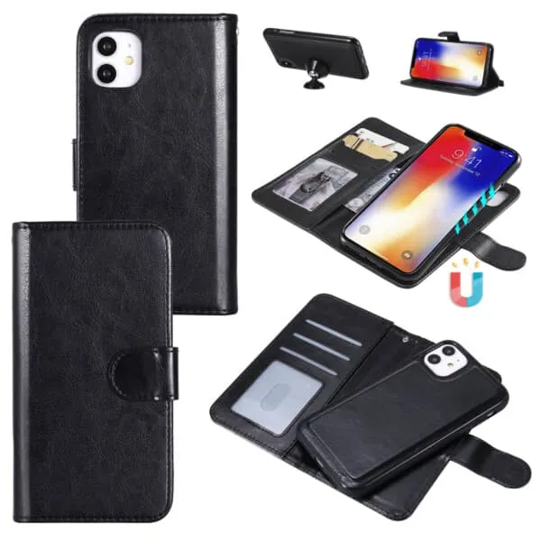 iPhone 13 Pro Max 2-in-1 Magnetic Wallet Case Black