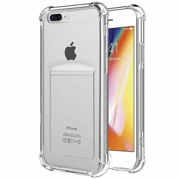 iPhone 7 / 8 Plus gjennomsiktig iPhone-deksel med kortholder