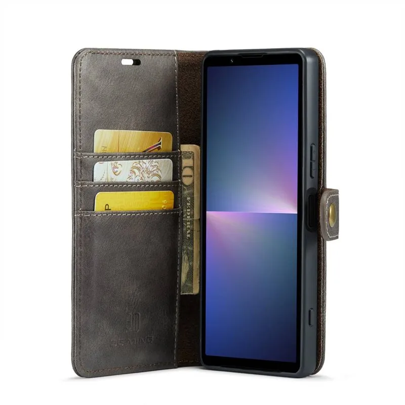Mobil lommebok DG-Ming 2i1 til Sony Xperia 5 V - GrÃ¥