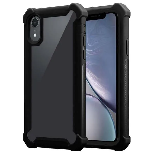 Deksel for iPhone XR 2-i-1 beskyttelsesdeksel med TPU-silikonkant og bakside av akrylglass