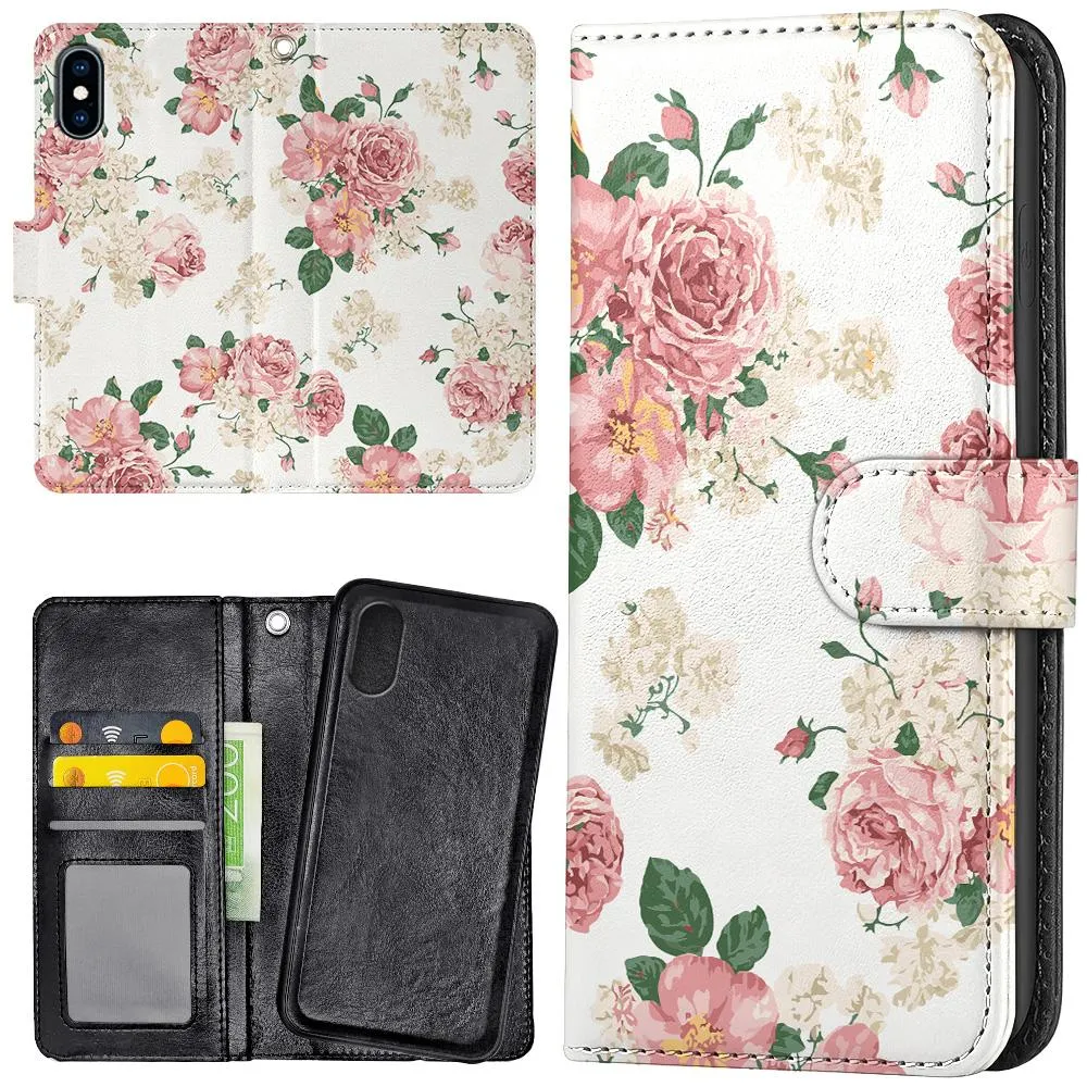 iPhone XR - Lommebok Deksel Retro Blomster