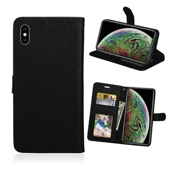 iPhone XS Wallet Case Black Leather Leather Case