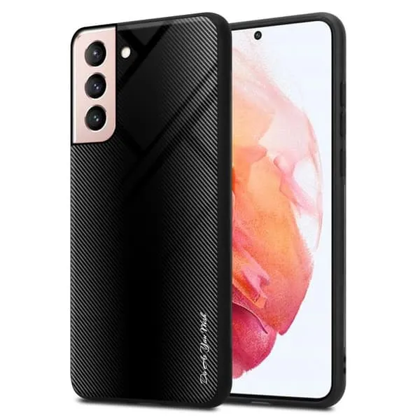 Deksel til Samsung Galaxy S21 5G Stripe optics Silikondeskel laget av TPU-silikon og bakside av herdet glass