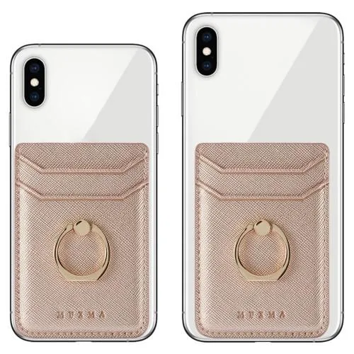 MUXMA Kortholder Ringstativ RFID - blokkerende kredittkort - Rose Gold