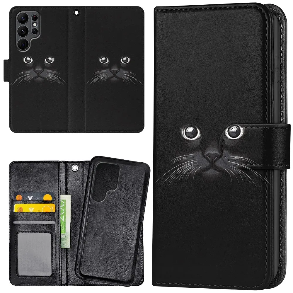 Samsung Galaxy S25 Ultra - Lommebok Deksel Svart Katt