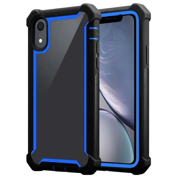 Deksel for iPhone XR 2-i-1 beskyttelsesdeksel med TPU-silikonkant og bakside av akrylglass