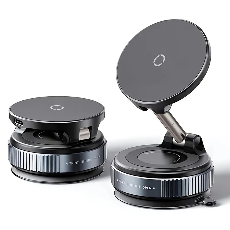 Mobilholder / Magnetisk Telefonholder - Trådløs Lading & Vakuumfeste for Bil