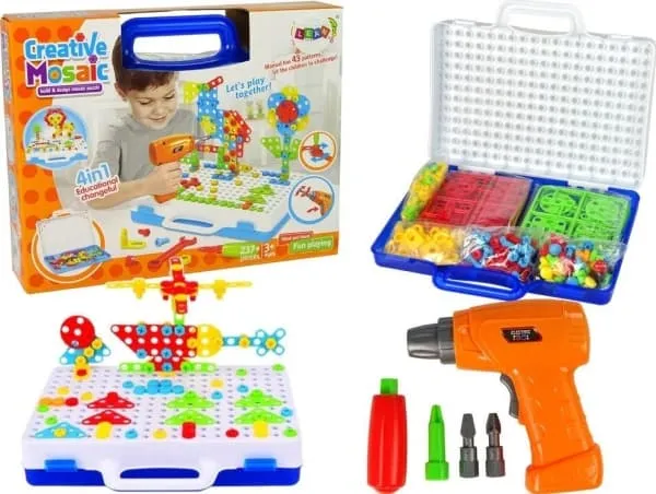 LeanToys kreativ mosaikk 4-i-1 skrutrekker 237 deler