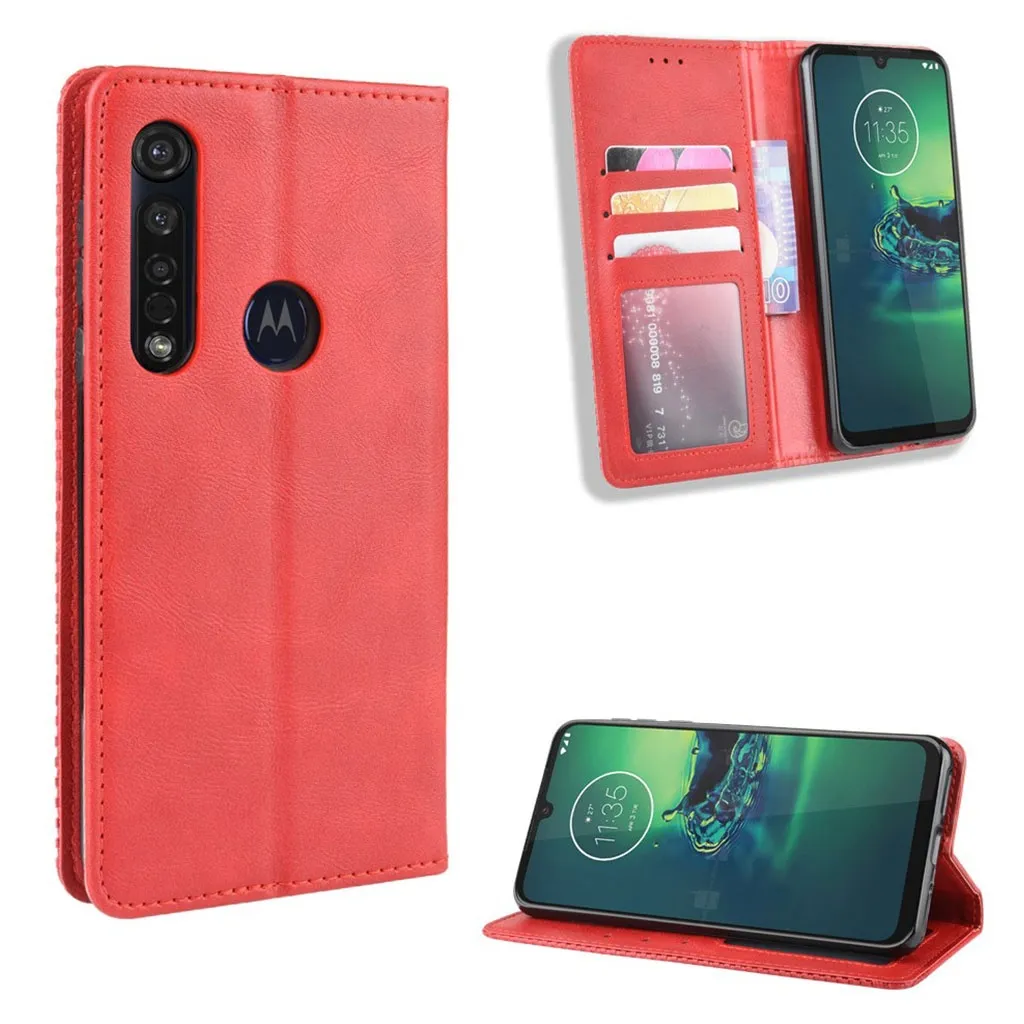 Bofink Vintage Motorola Moto G8 Plus læretui - Rød
